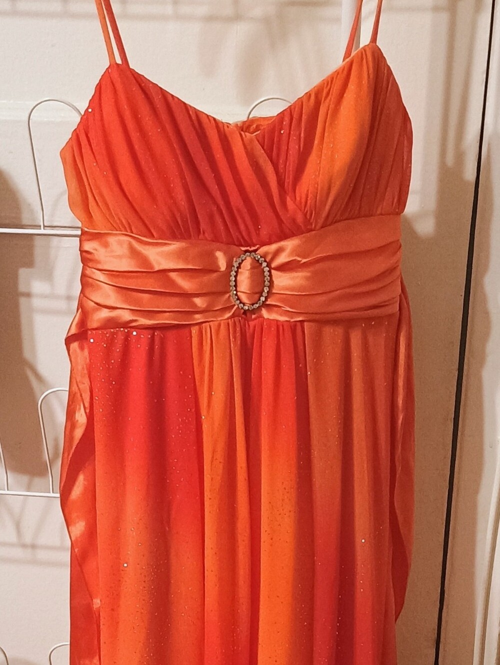 Orange Ombre Evening Dress with Rhinestone Accent, Prom Dress